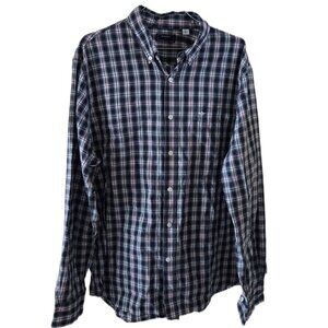 Dockers Blue Check Long Sleeve Button Front Men's Shirt with Pocket